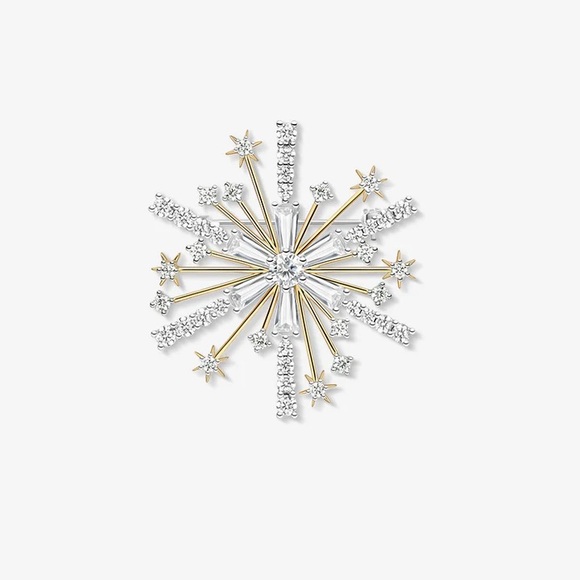 Silver and Gold Snowflake Brooch
